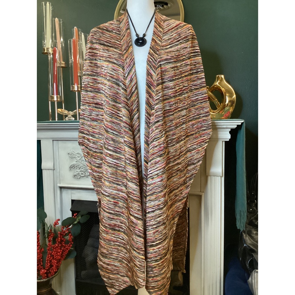 Chico's Multi Color Knit Kimono Wrap One Size OS Metallic Shimmer